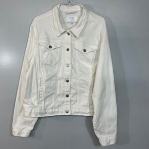 Time and Tru Womens White Denim Trucker Jacket Plus Size XXXL 3XL 22W